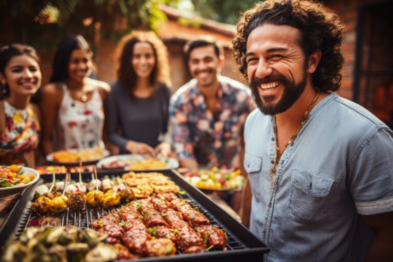 Evening Asado barbecue party in Paraguay